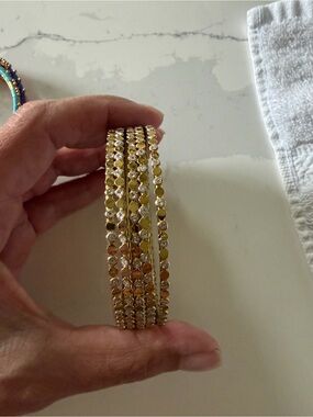 Gold and silver Tone Crystal Accent 5 piece Women's Bracelet Set